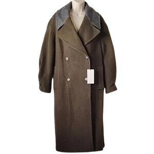 NWT Zara Manteco Double-Breasted Oversized Long Coat XS Wool Blend